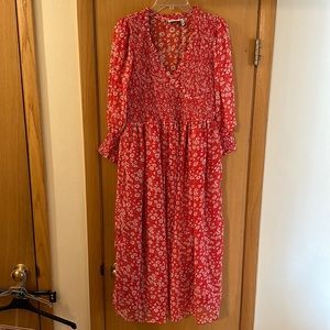 ASOS Red Floral Print Maxi Dress